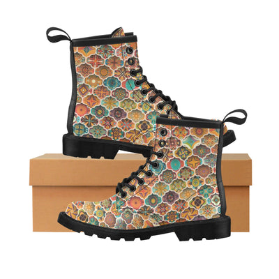 Mandala Mosaic Themed Design Print Women's Boots