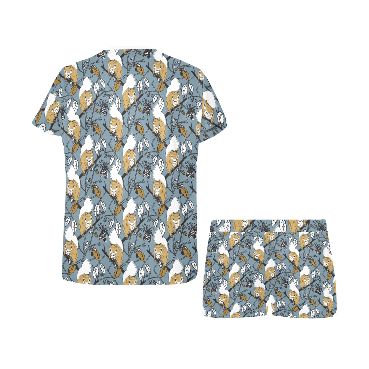 Squirrel Print Design LKS305 Women's Short Pajama Set