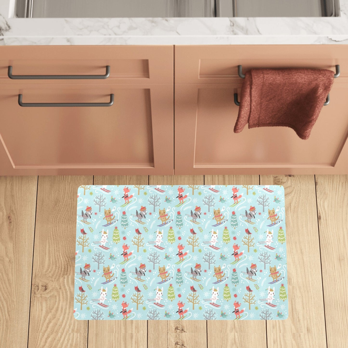 Ski Fox Cute Print Design LKS303 Kitchen Mat