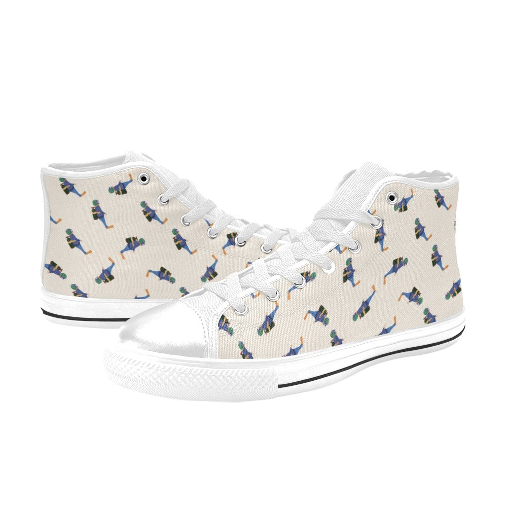 Scuba Driver Print Design LKS301 High Top Women's White Shoes