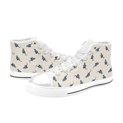 Scuba Driver Print Design LKS301 High Top Women's White Shoes