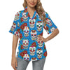 Sugar Skull Rose Pattern Women's Hawaiian Shirt