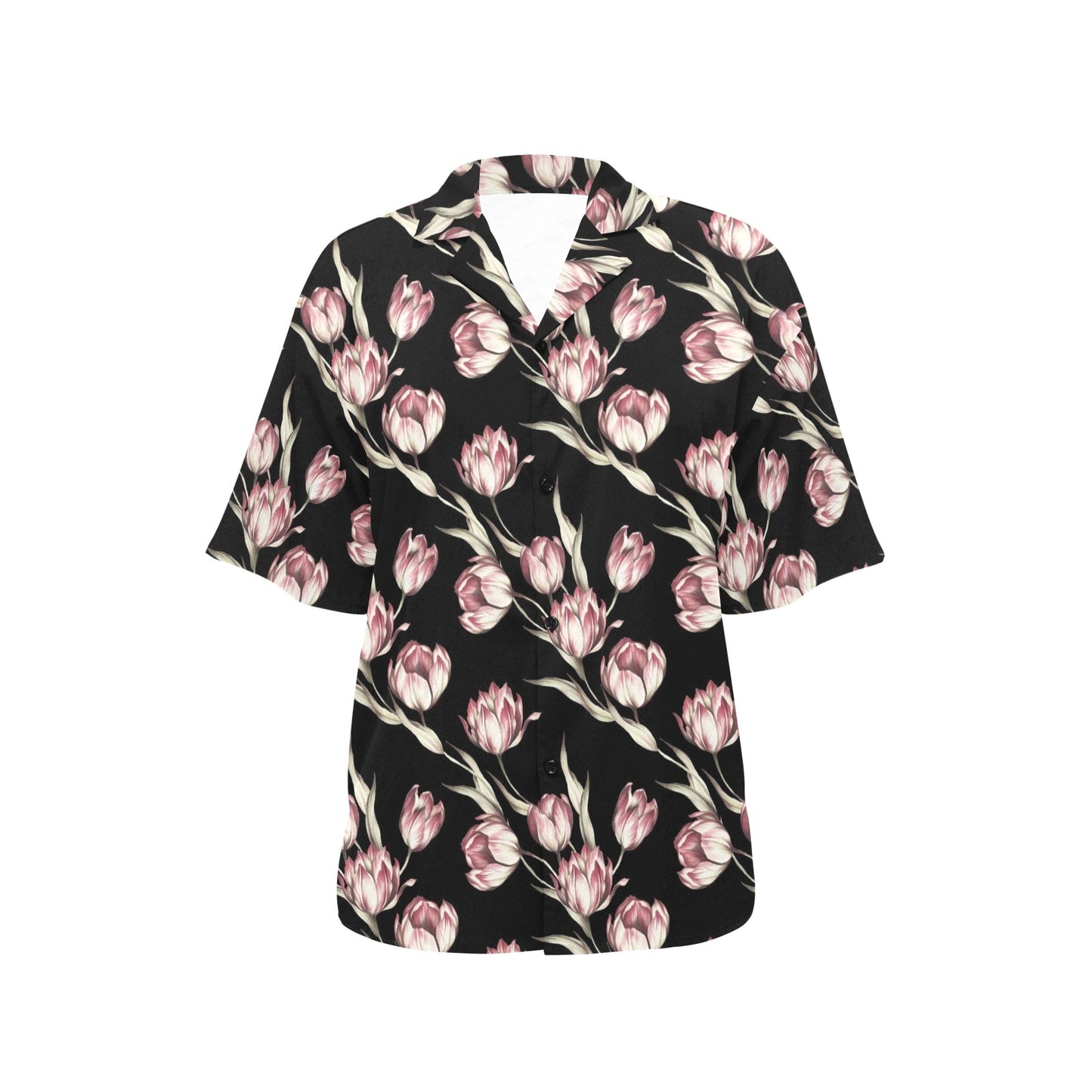 Tulip Pink Pattern Print Design TP02 Women's Hawaiian Shirt