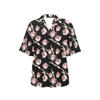 Tulip Pink Pattern Print Design TP02 Women's Hawaiian Shirt