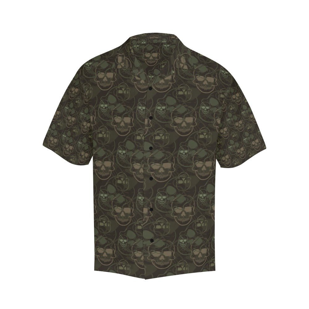Skull Camo Style Print Design LKS308 Men's Hawaiian Shirt