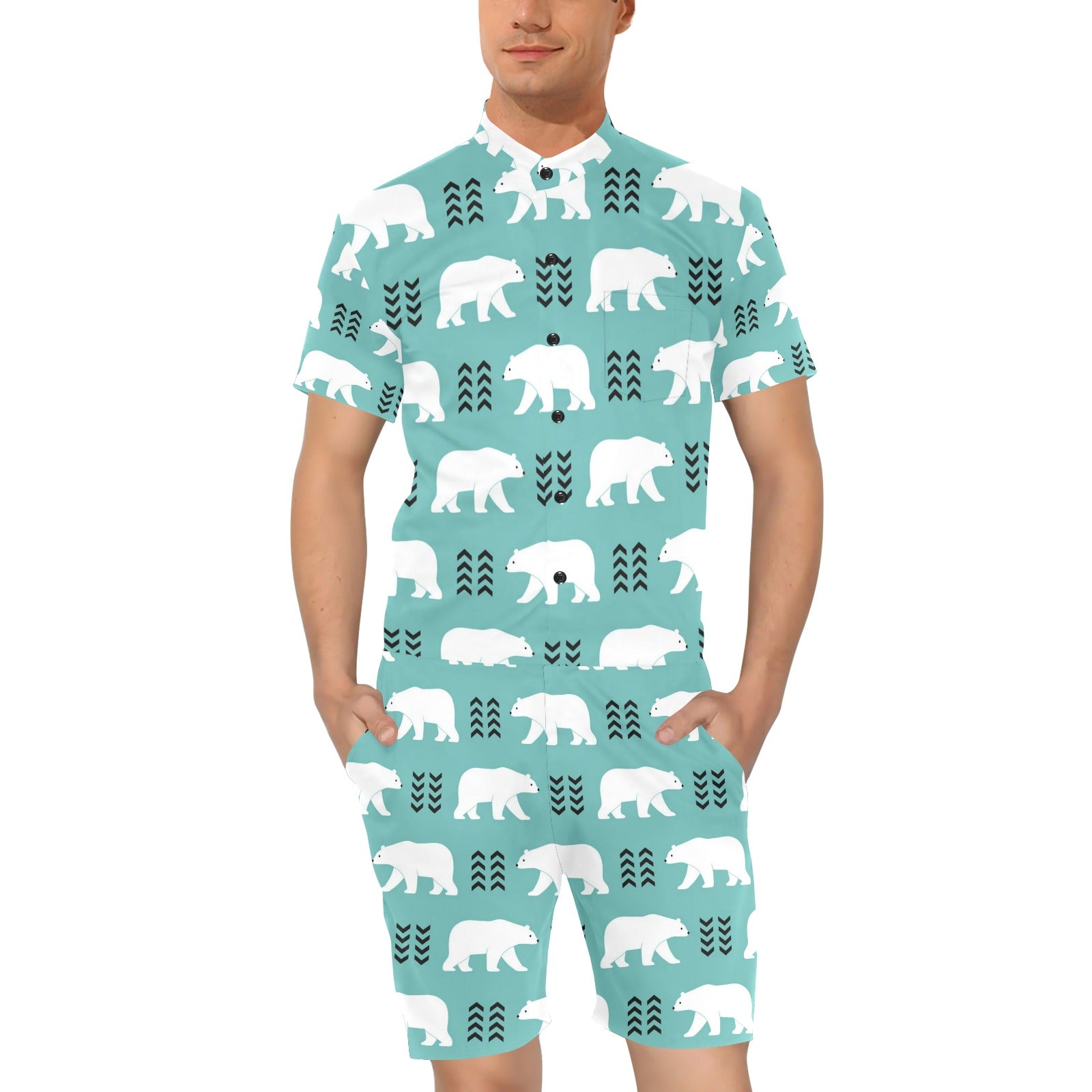 Polar Bear Pattern Print Design A05 Men's Romper