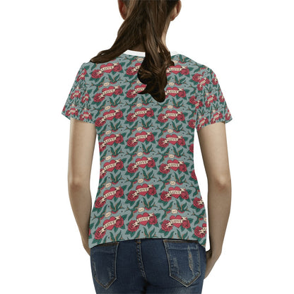 Tattoo Heart Print Design LKS301 Women's  T-shirt