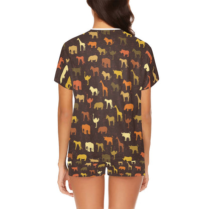 Safari Animal Print Design LKS301 Women's Short Pajama Set