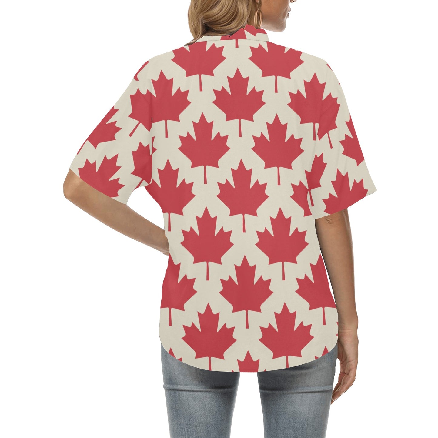 Maple Leaf Pattern Print Design 03 Women's Hawaiian Shirt