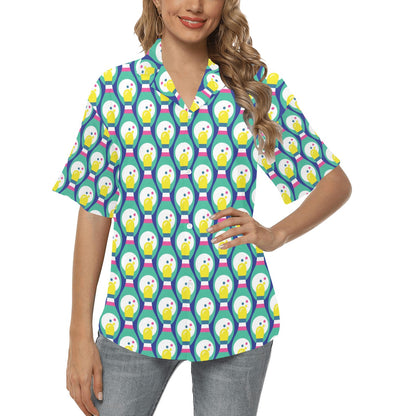 Bowling Pattern Print Design 04 Women's Hawaiian Shirt
