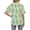 Elegant Olive Floral Print Women's Hawaiian Shirt