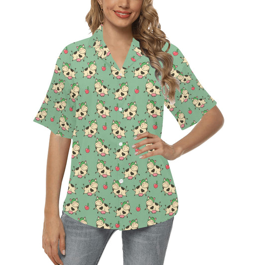 Cattle Print Design LKS402 Women's Hawaiian Shirt