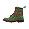 Red Hibiscus Embroidered Pattern Print Design HB032 Women's Boots