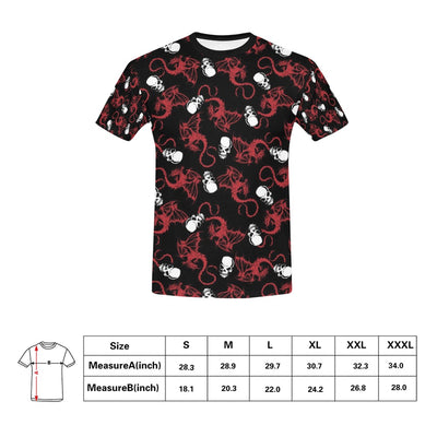 Skull With Red Dragon Print Design LKS304 Men's All Over Print T-shirt