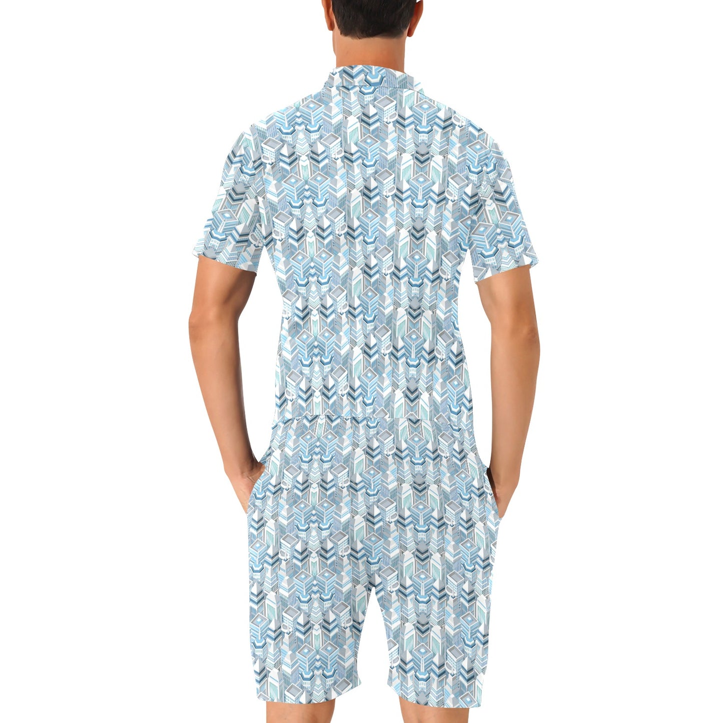 City Pattern Print Design 03 Men's Romper