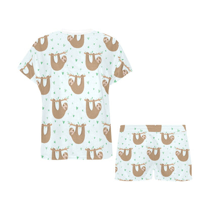 Sloth Print Design LKS308 Women's Short Pajama Set