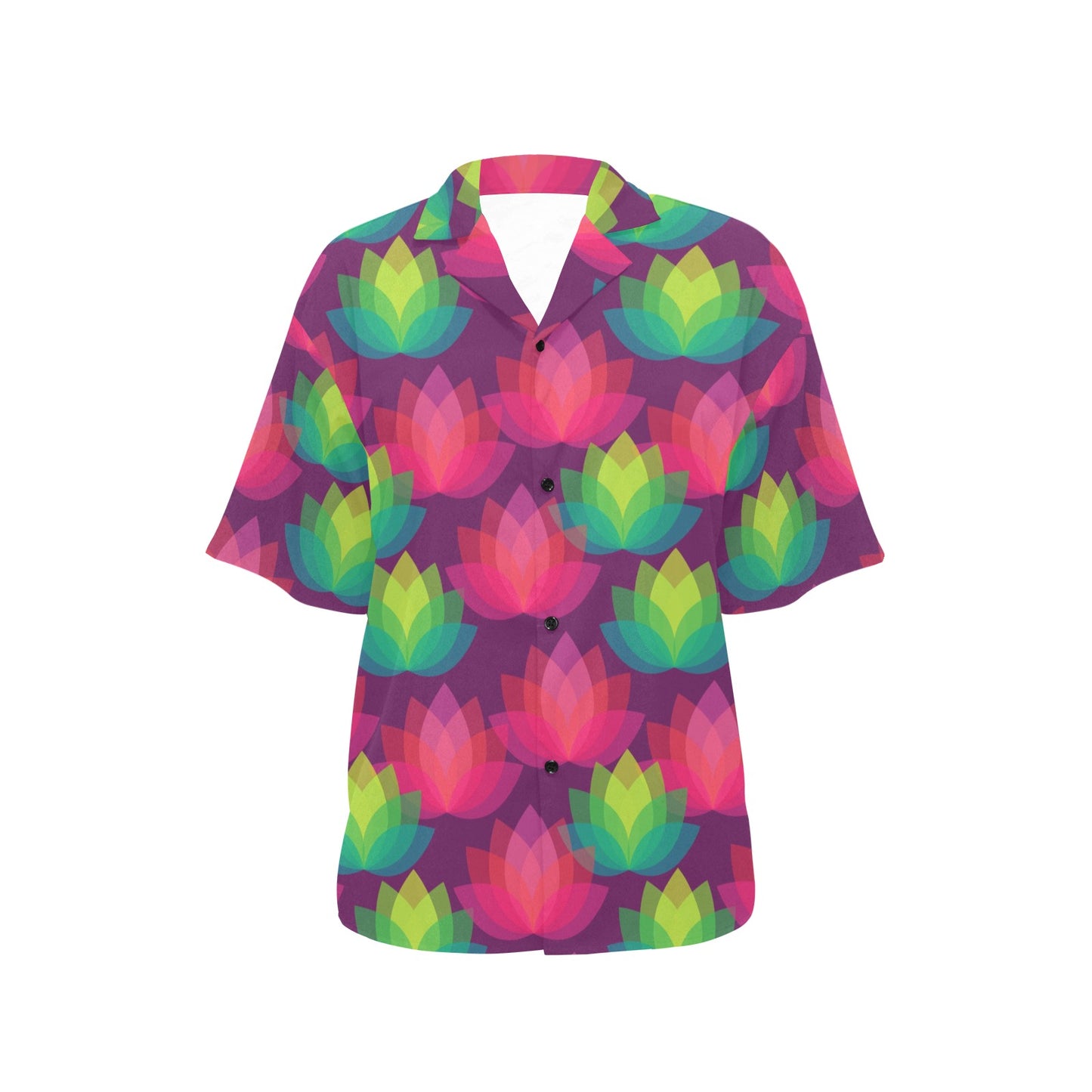 Lotus Pattern Print Design 02 Women's Hawaiian Shirt