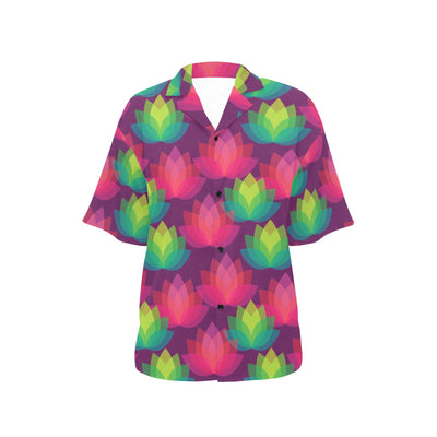 Lotus Pattern Print Design 02 Women's Hawaiian Shirt