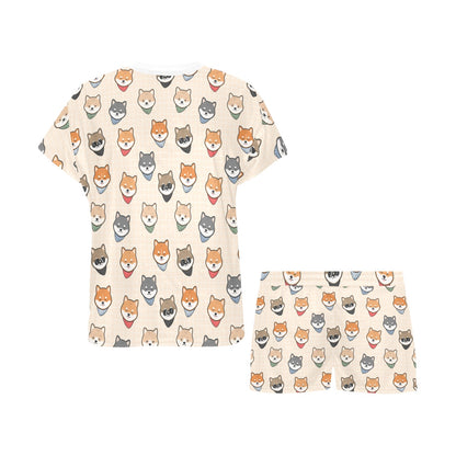 Shiba Inu Print Design LKS3010 Women's Short Pajama Set
