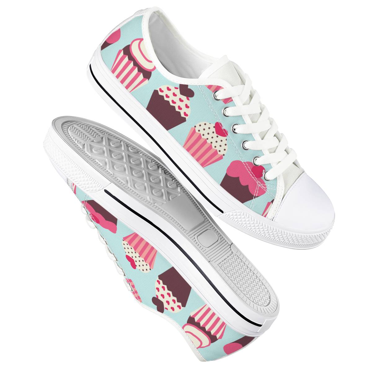 CupCake Print Pattern Women Low Top Shoes