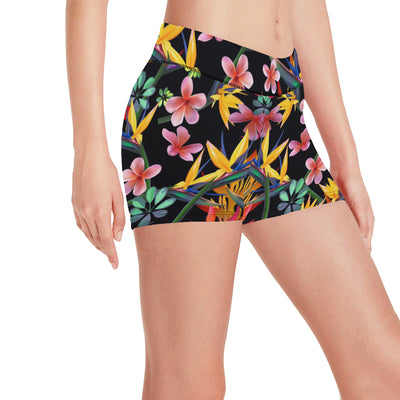 Tropical Flower Pattern Print Design TF015 Yoga Shorts