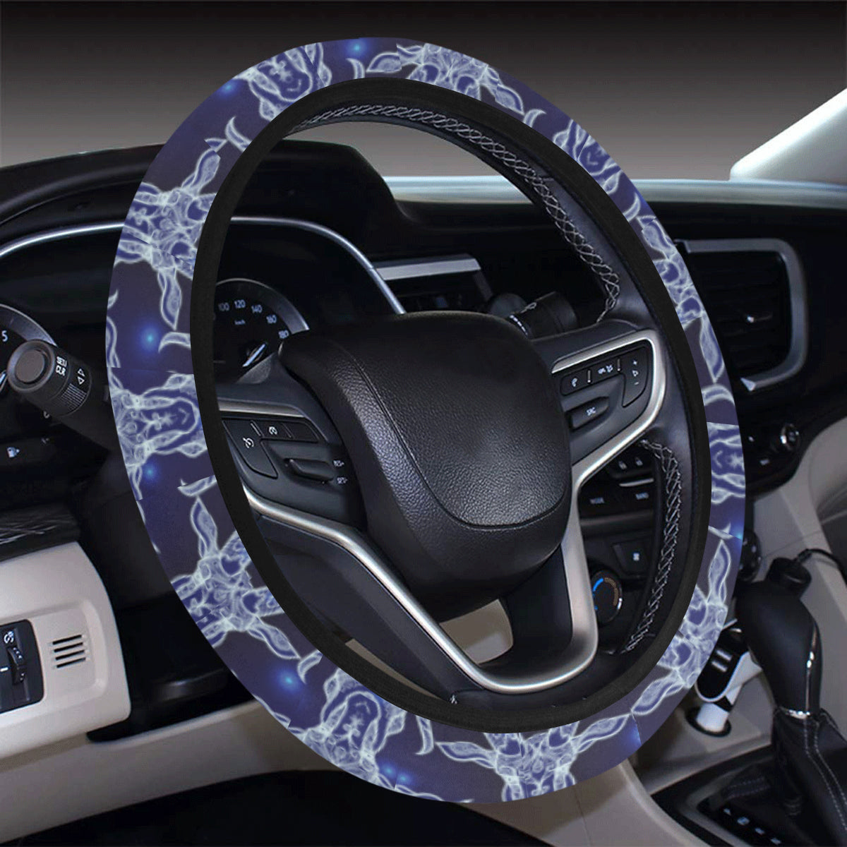 Capricorn Zodiac Pattern Print Design 03 Steering Wheel Cover with Elastic Edge