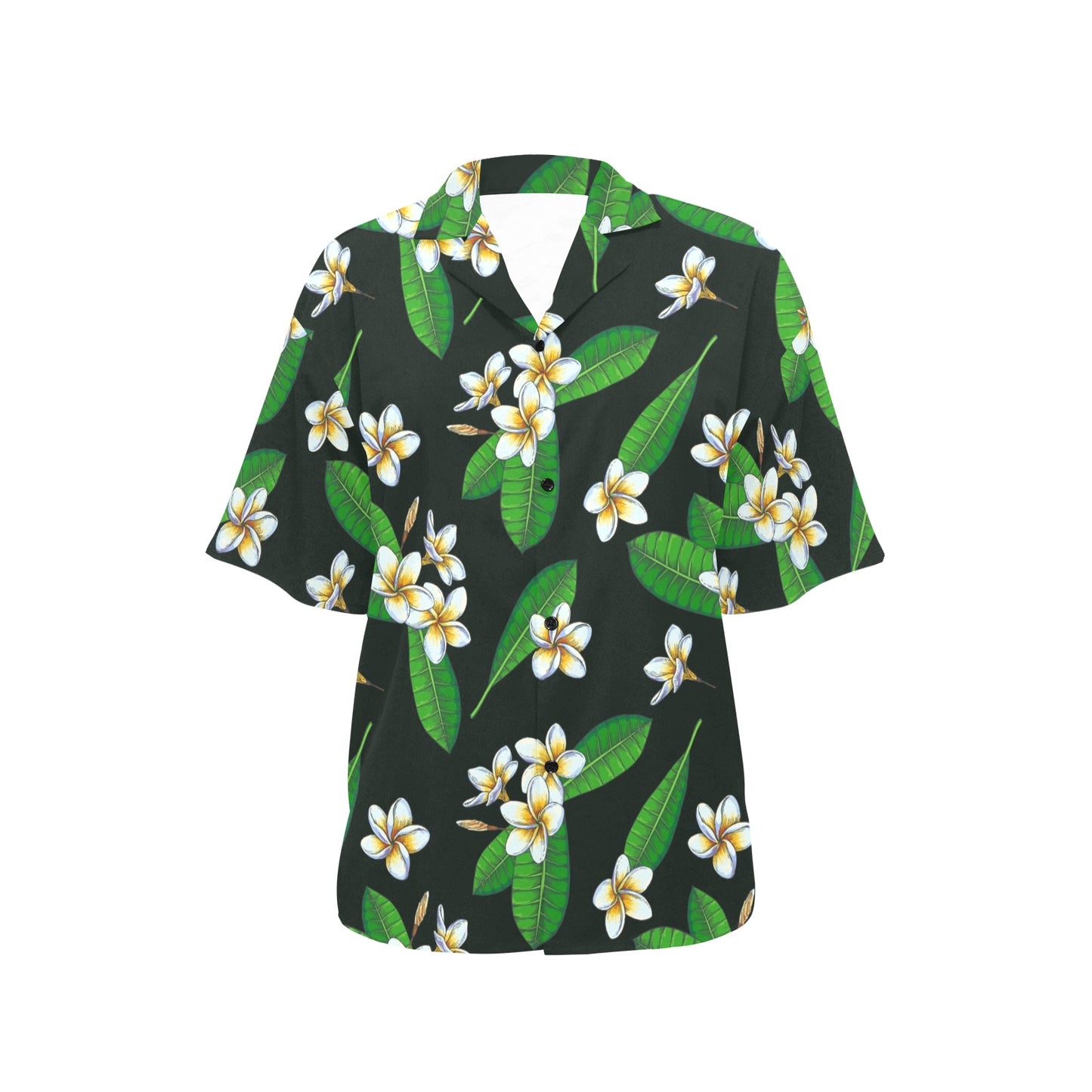 White Plumeria Pattern Print Design PM023 Women's Hawaiian Shirt