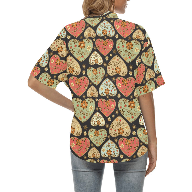 Heart Boho Pattern Print Design HE04 Women's Hawaiian Shirt