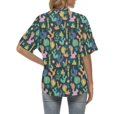 Cactus Pattern Print Design 05 Women's Hawaiian Shirt