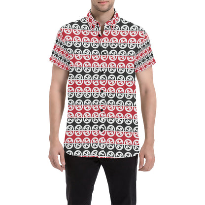 Maori Classic Themed Design Print Men's Short Sleeve Button Up Shirt
