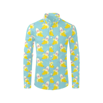 Banana Pattern Print Design BA07 Men's Long Sleeve Shirt
