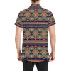 Ethnic Geometric Print Pattern Men's Short Sleeve Button Up Shirt