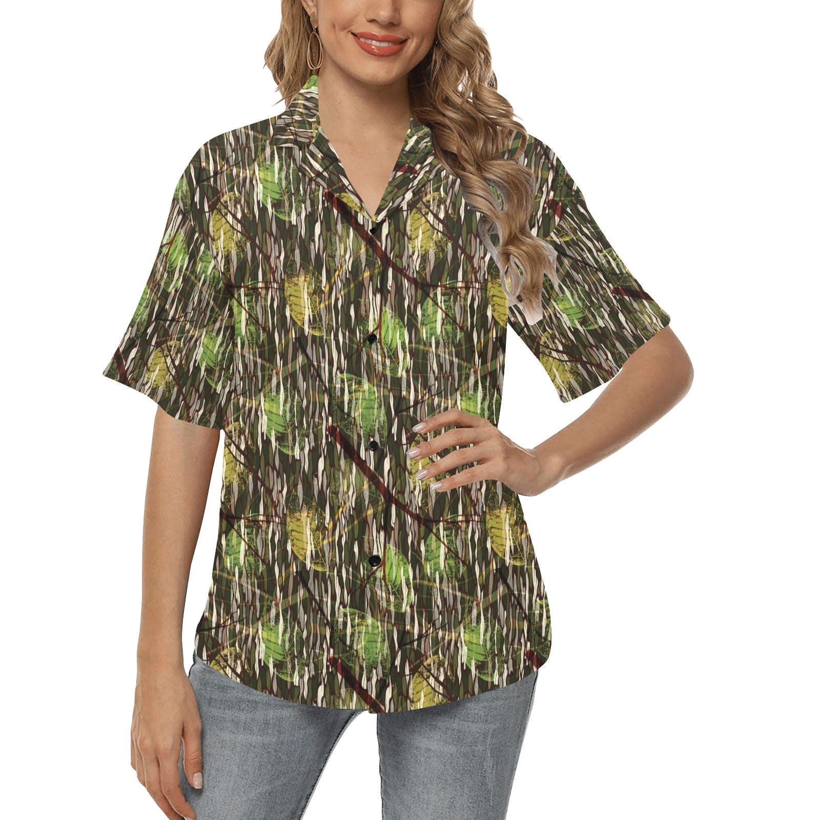 Camouflage Realtree Pattern Print Design 02 Women's Hawaiian Shirt