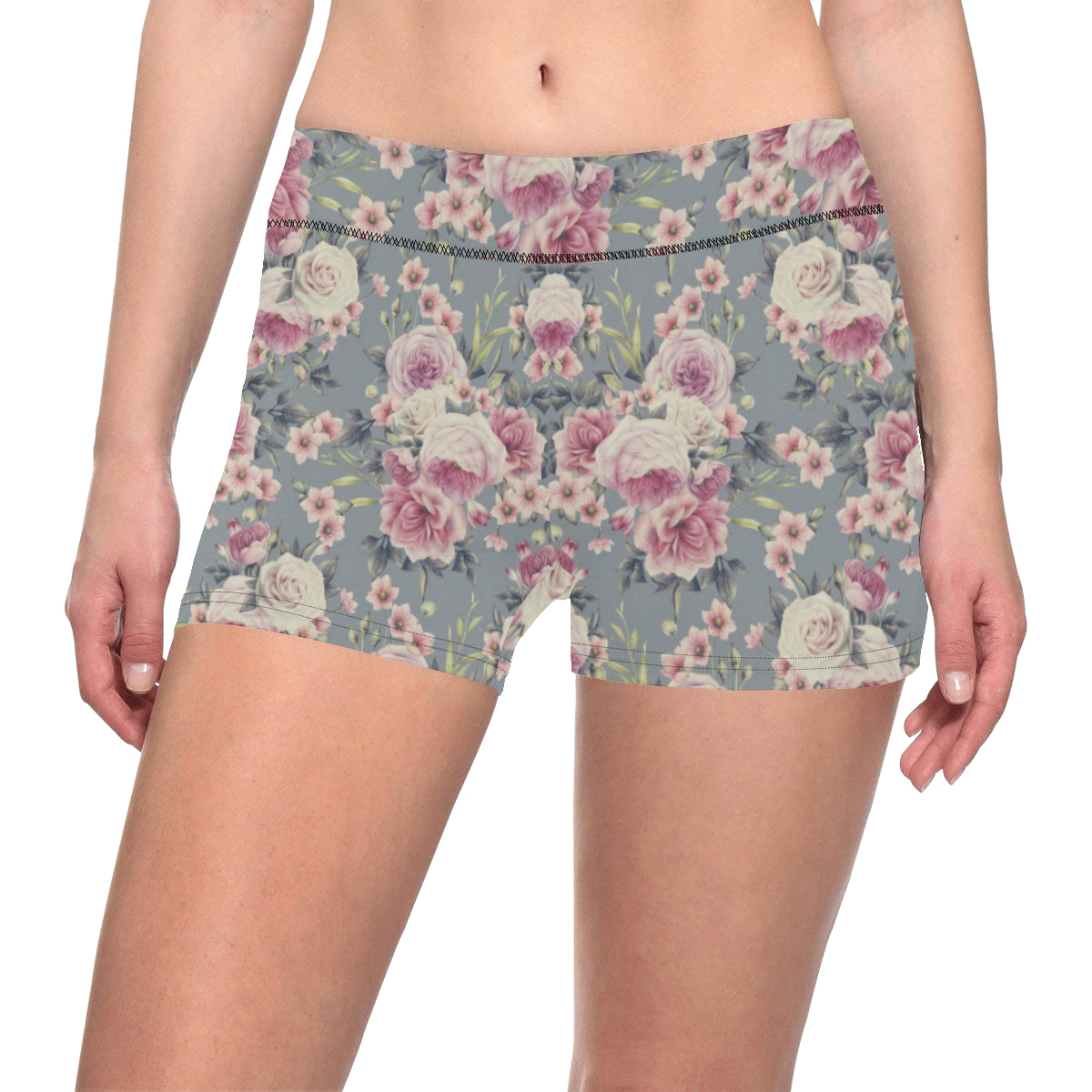 Peony Pattern Print Design PE05 Yoga Shorts