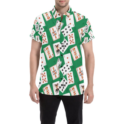 Poker Cards Pattern Print Design A03 Men's Short Sleeve Button Up Shirt