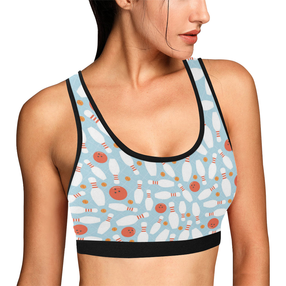 Bowling Pattern Print Design 09 Sports Bra