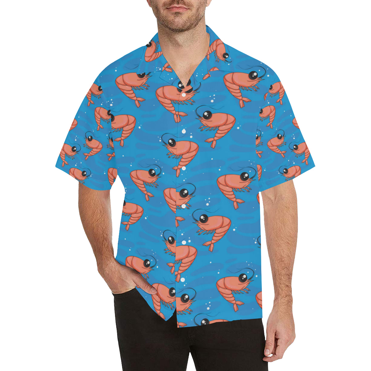 Prawn Cute Pattern Print Design 03 Men's Hawaiian Shirt