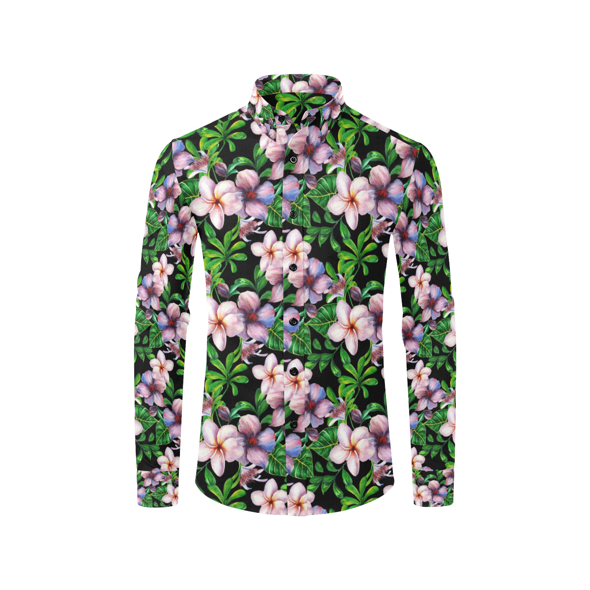 Plumeria Pattern Print Design PM01 Men's Long Sleeve Shirt