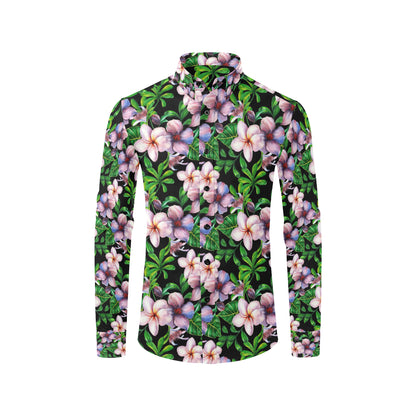 Plumeria Pattern Print Design PM01 Men's Long Sleeve Shirt