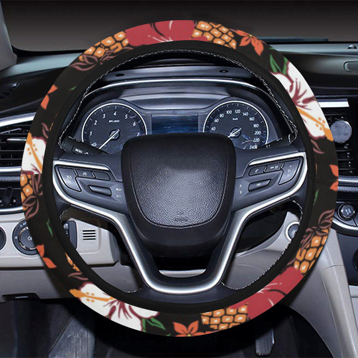 Hawaiian Themed Pattern Print Design H013 Steering Wheel Cover with Elastic Edge