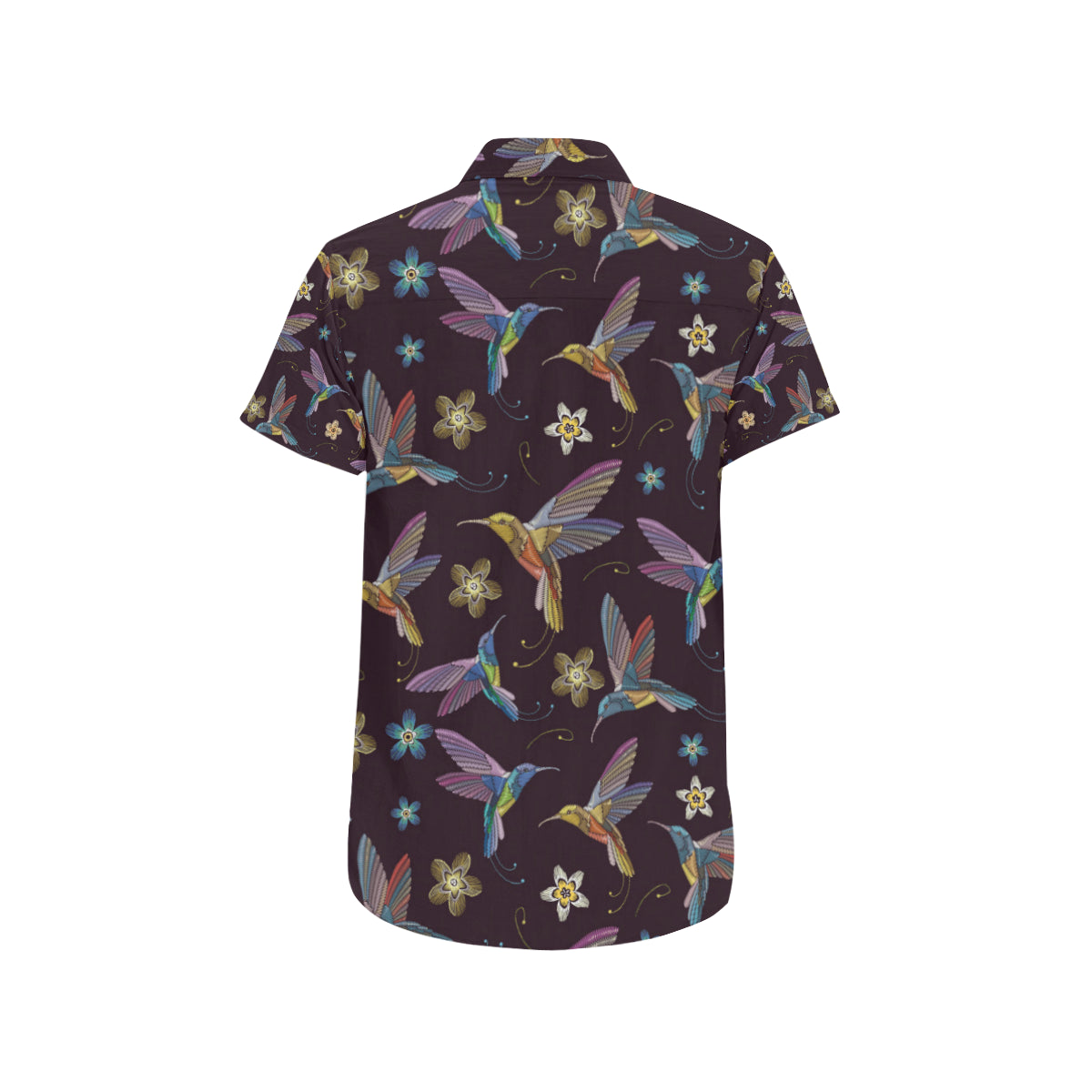 Hummingbird Pattern Print Design 04 Men's Short Sleeve Button Up Shirt