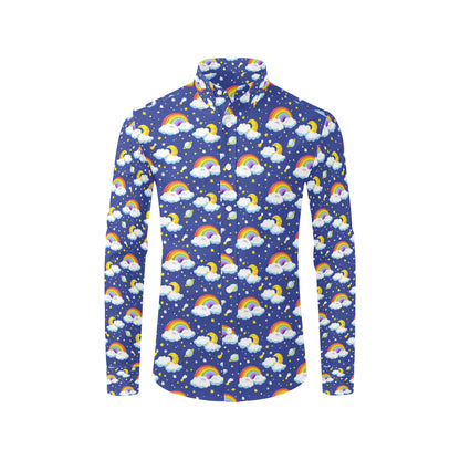 Rainbow Space Design Print Men's Long Sleeve Shirt