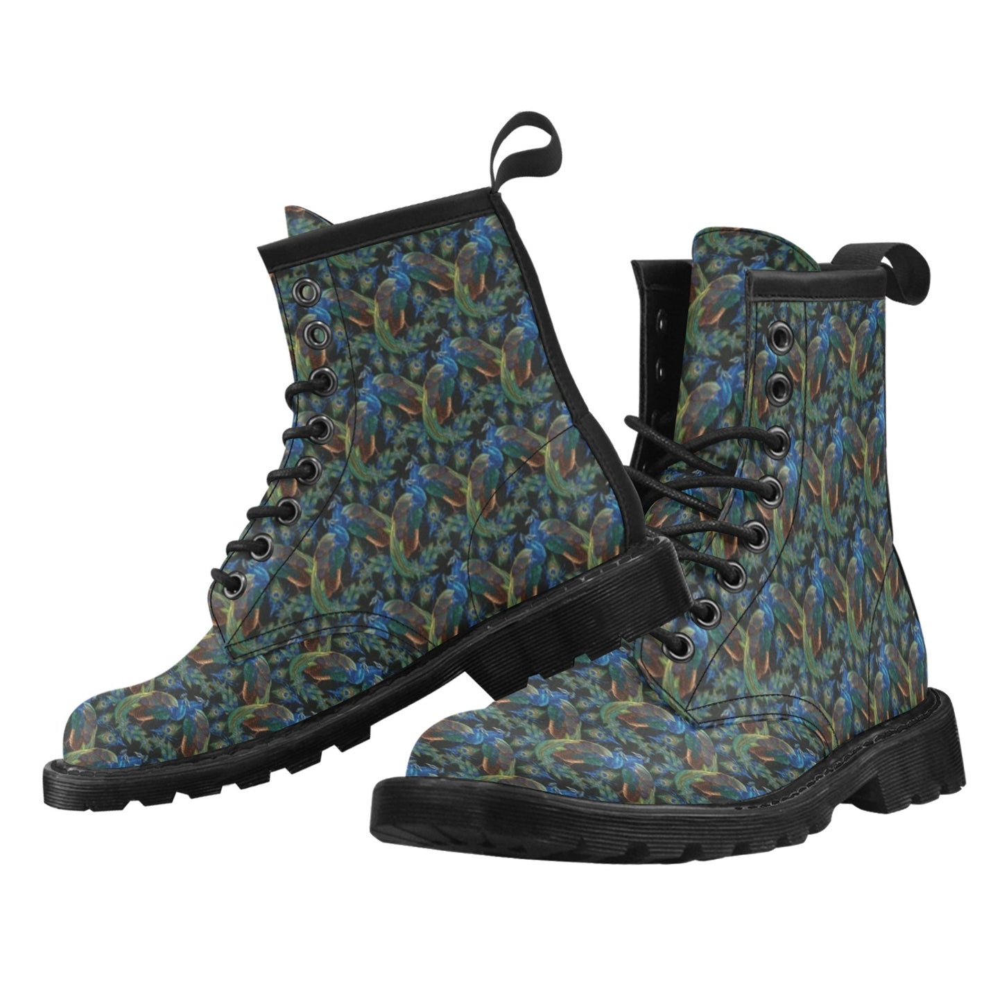 Peacock Themed Design Print Women's Boots