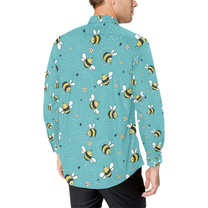 Bee Pattern Print Design BEE02 Men's Long Sleeve Shirt