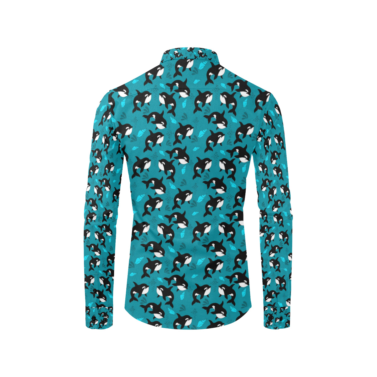 Whale Sea Design Themed Print Men's Long Sleeve Shirt