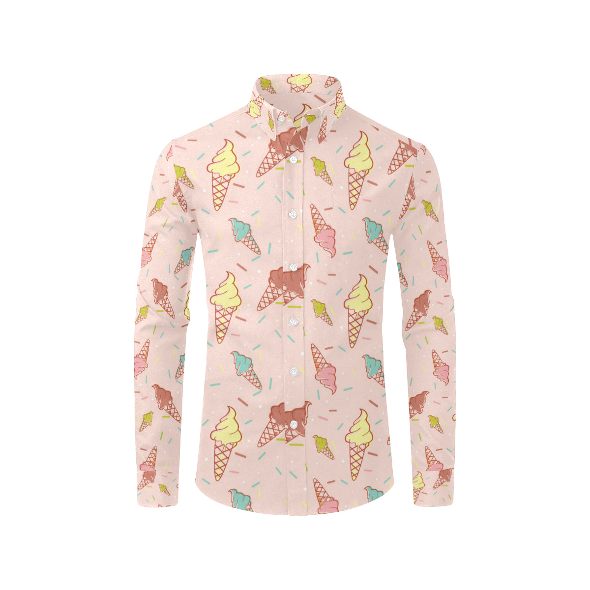 Ice Cream Pattern Print Design 02 Men's Long Sleeve Shirt