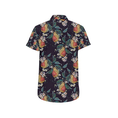 Pear Pattern Print Design PE02 Men's Short Sleeve Button Up Shirt
