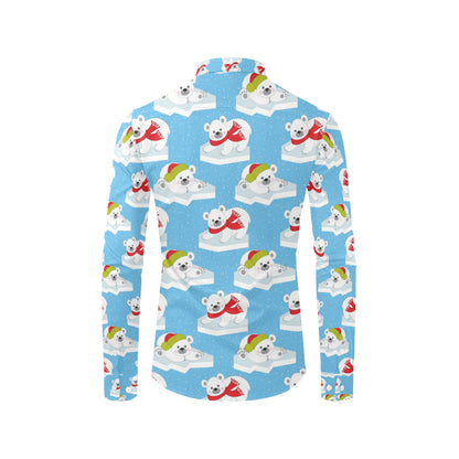 Polar Bear Pattern Print Design PB06 Men's Long Sleeve Shirt
