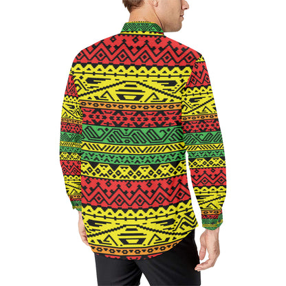 Rastafarian Pattern Print Design A02 Men's Long Sleeve Shirt
