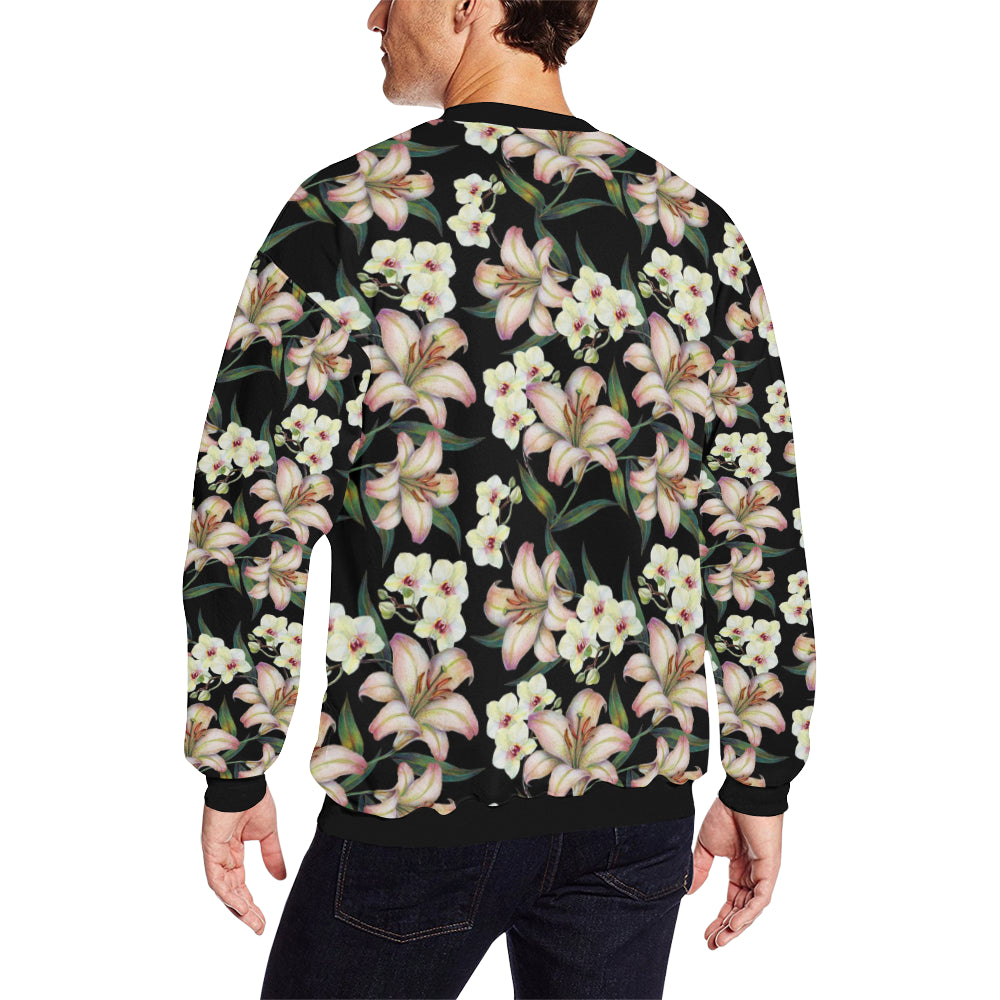 Lily Pattern Print Design LY03 Men Long Sleeve Sweatshirt